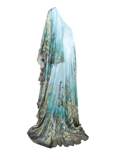 Roberto Cavalli Asymmetric Floral Print One Shoulder Dress In Multi