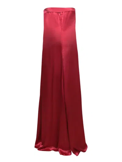 Genny Womens Ski Patrol Draped Brooch-embellished Satin Maxi Dress In Burgundy