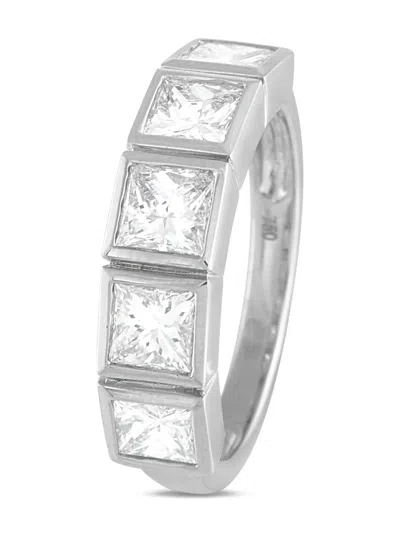 Pre-owned Lb Exclusive 18k White Gold Diamond Half-eternity Ring In Silver