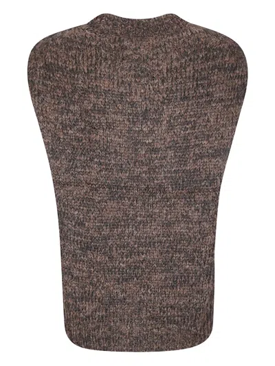 Thibault Van Der Straete Mix Color Sleeveless Sweater In Brown