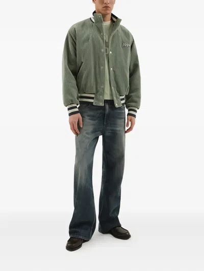 1989 Studio Boss Breathable Blue Sneakers With Green Details And White Sole In Green