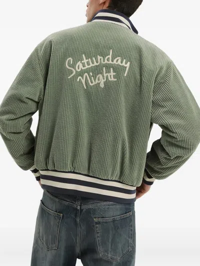 1989 Studio Boss Breathable Blue Sneakers With Green Details And White Sole In Green