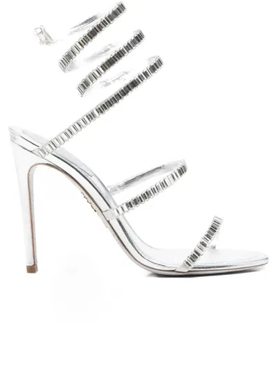 René Caovilla Round-toe High-heeled Sandals In White