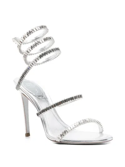 René Caovilla Round-toe High-heeled Sandals In White