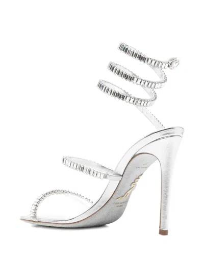 René Caovilla Round-toe High-heeled Sandals In White