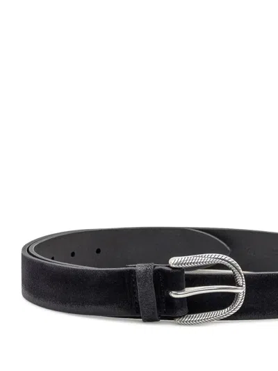 Orciani Engraved Suede Belt In Black