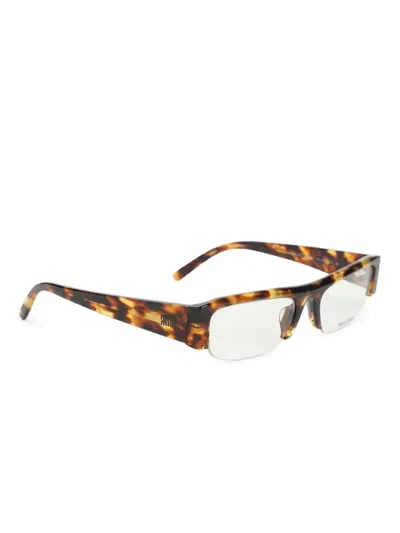 Miu Miu Rectangle Frame Glasses In Brown