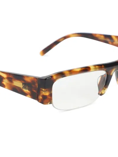 Miu Miu Rectangle Frame Glasses In Brown