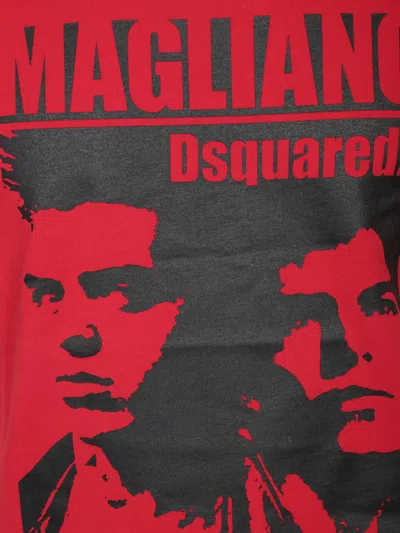 Dsquared2 D2 X Magliano Red Crewneck T-shirt With Maxi Print On The Front In Cotton Man In Multi