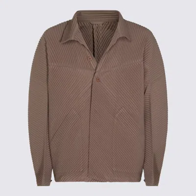 Issey Miyake Textured Fabric Jacket Featuring Front Pockets In Brown