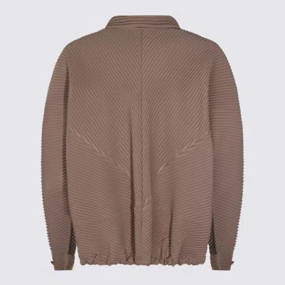 Issey Miyake Textured Fabric Jacket Featuring Front Pockets In Brown