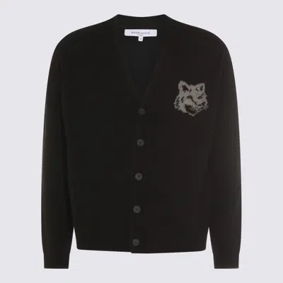 Maison Kitsuné Black Fox Head Cardigan With Buttons Closure In Black