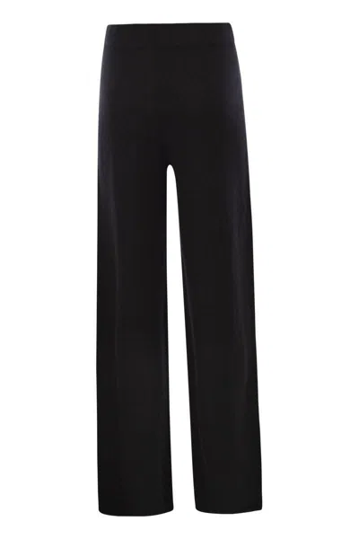 Max Mara Wide Leg High Waist Trousers With Elastic Waistband In Black