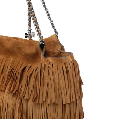 Tory Burch Suede Hobo Bag Chain Strap In Gray