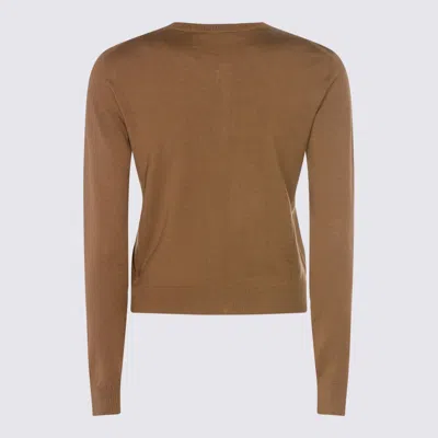 Zanone Long Sleeve Ribbed Cuff Crew Neck Knitwear In Brown