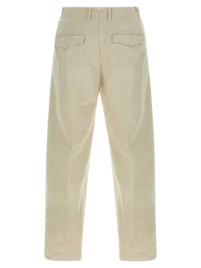 Incotex Pleated Front Cotton Trousers With Belt Loops In Neutral