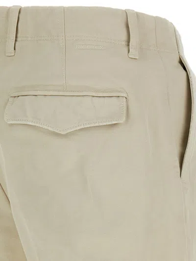 Incotex Pleated Front Cotton Trousers With Belt Loops In Neutral