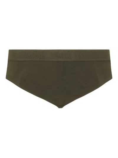 Tom Ford Ribbed Logo-detail Briefs In Green