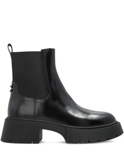 Coach Lug-sole Leather Chelsea Boots In Black