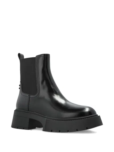 Coach Lug-sole Leather Chelsea Boots In Black