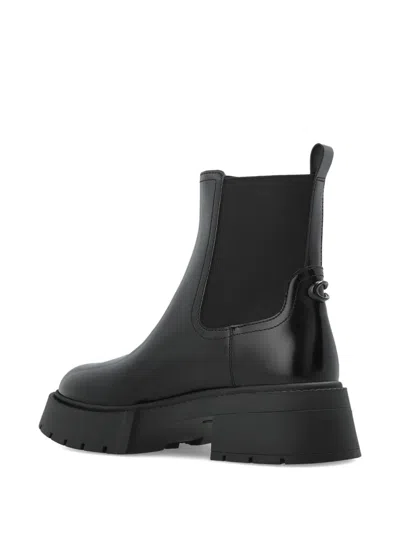 Coach Lug-sole Leather Chelsea Boots In Black