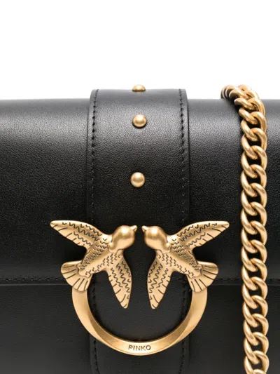 Pinko Mini Love Bag Slouchy Shoulder Bag In Leather With Two Straps In Black
