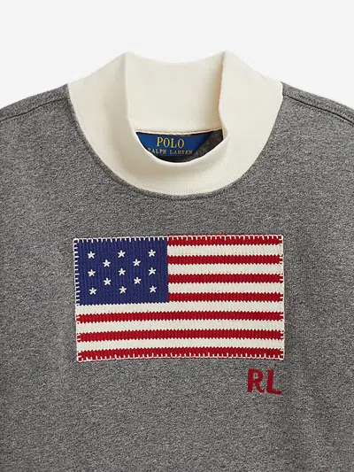 Ralph Lauren Girls Usa Flag Sweatshirt In Gray