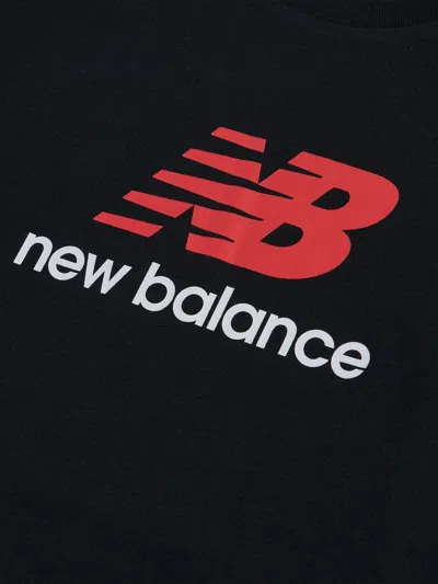New Balance Boys Jersey Stacked Logo T-shirt In Black
