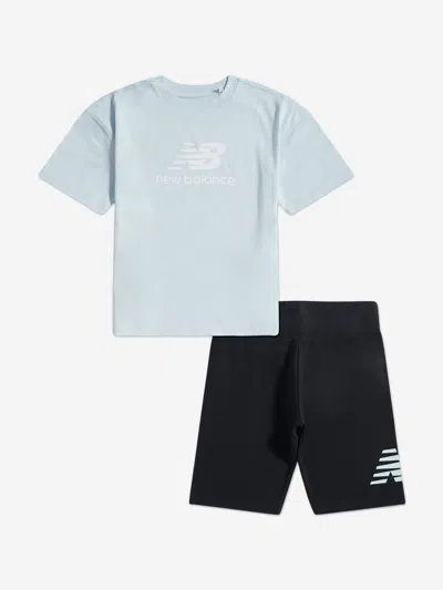New Balance Girls Logo T-shirt And Cycling Shorts Set In Multi