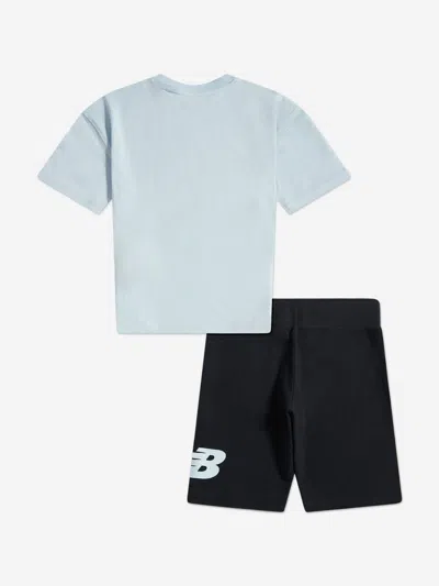 New Balance Girls Logo T-shirt And Cycling Shorts Set In Multi