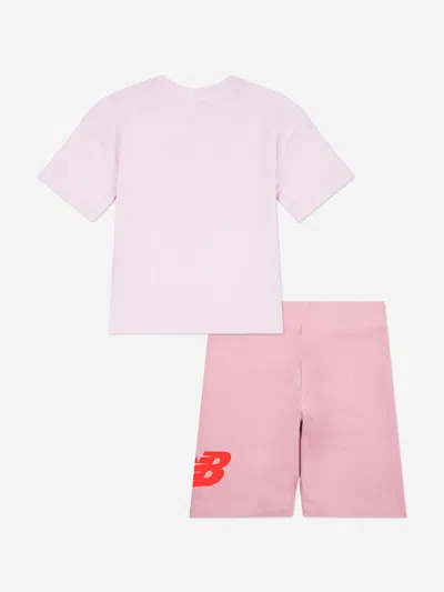 New Balance Girls Logo T-shirt And Cycling Shorts Set In Multi
