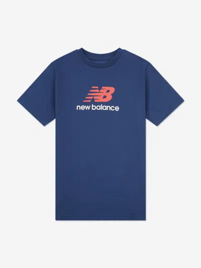 New Balance Boys Jersey Stacked Logo T-shirt In Blue