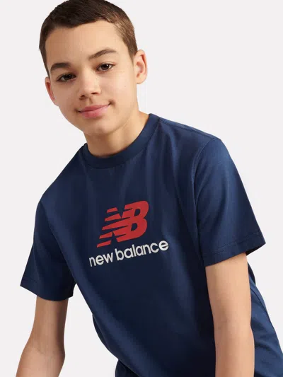 New Balance Boys Jersey Stacked Logo T-shirt In Blue