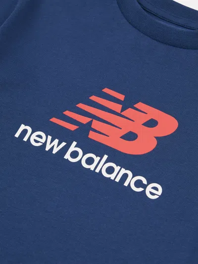 New Balance Boys Jersey Stacked Logo T-shirt In Blue