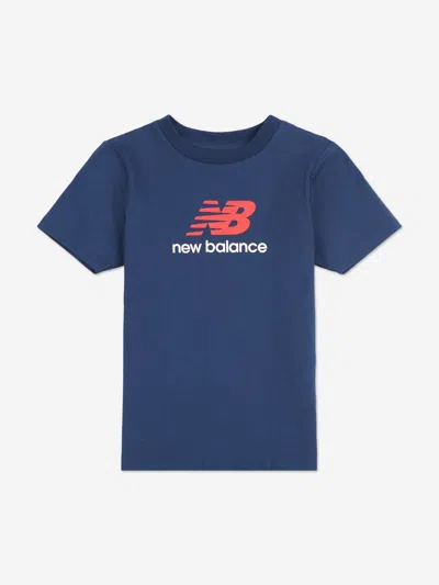 New Balance Boys Jersey Stacked Logo T-shirt In Blue