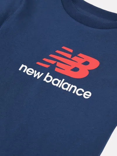 New Balance Boys Jersey Stacked Logo T-shirt In Blue