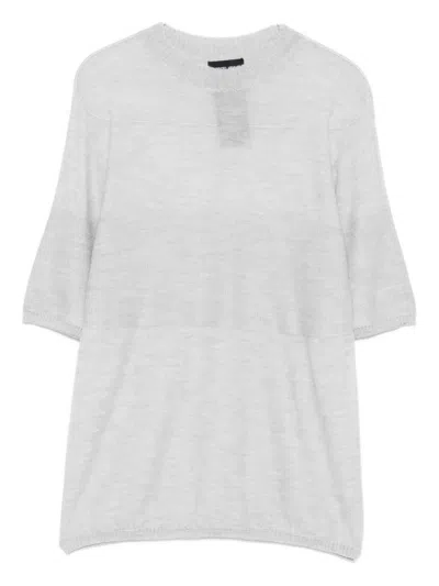 Giorgio Armani Short-sleeve Knitted Top In Gray