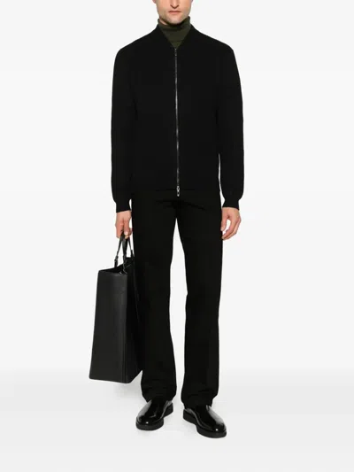 Antony Morato Zip-up Ribbed-knit Cardigan In Black
