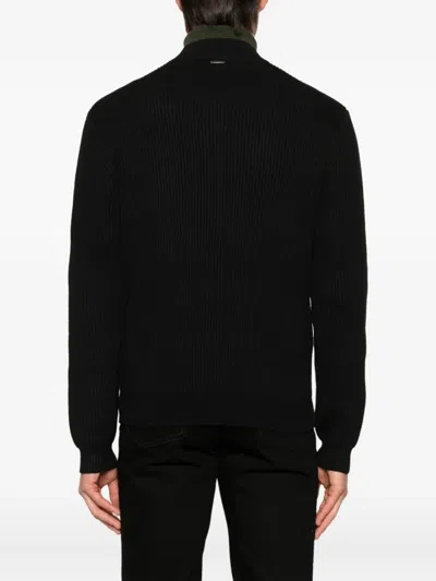 Antony Morato Zip-up Ribbed-knit Cardigan In Black