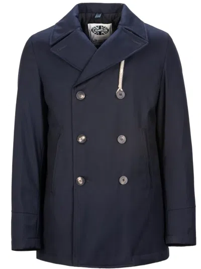 Camplin Button-up Peacoat In Blue