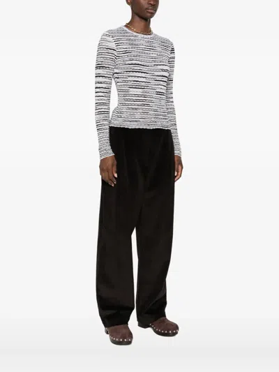 Missoni Striped Lightweight Crew Neck Knit Sweater In White