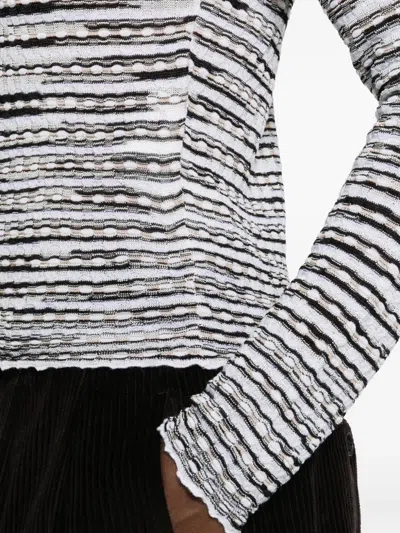 Missoni Striped Lightweight Crew Neck Knit Sweater In White