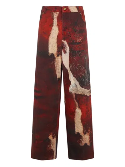 Roberto Cavalli Red Faded-dye Effect Denim Jeans In Red