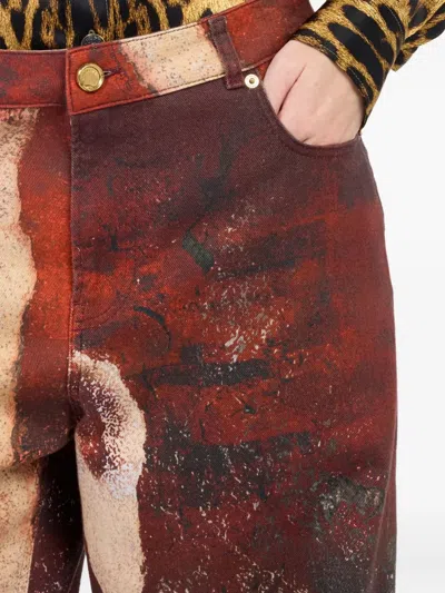 Roberto Cavalli Red Faded-dye Effect Denim Jeans In Red