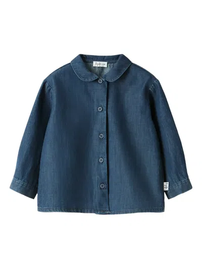Il Gufo Peter-pan Collar Long-sleeve Shirt In Blue