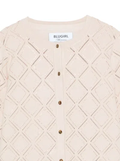 Blugirl Open-work Long-sleeved Knitted Sweater In Neutral