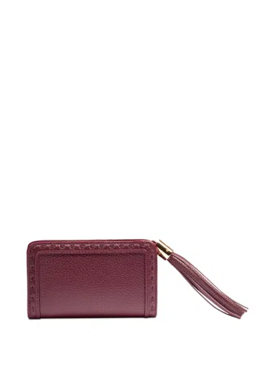 Lancel Tassel-embellished Bi-fold Wallet In Burgundy