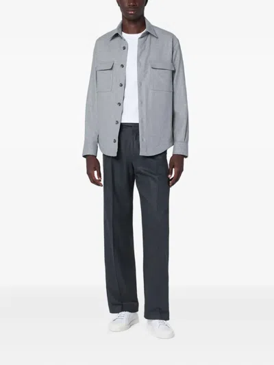 Xacus Overshirt Jacket In Wool Blend In Gray