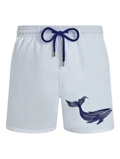 Vilebrequin Men Swim Shorts Embroidered Whale In White
