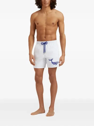 Vilebrequin Men Swim Shorts Embroidered Whale In White